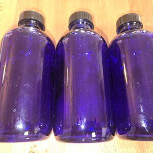 (3) 8 oz./240 ml Colbalt BLUE Glass Bottles with Poly Seal Cone Cap
